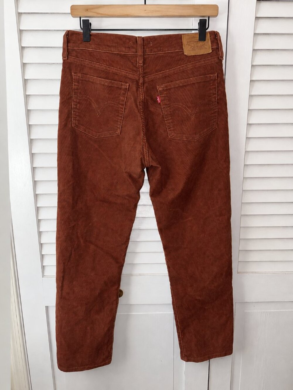 Levi's Wedgie Straight Corduroy Jeans 28 Rust Brown Ankle Crop High Rise - Picture 3 of 7